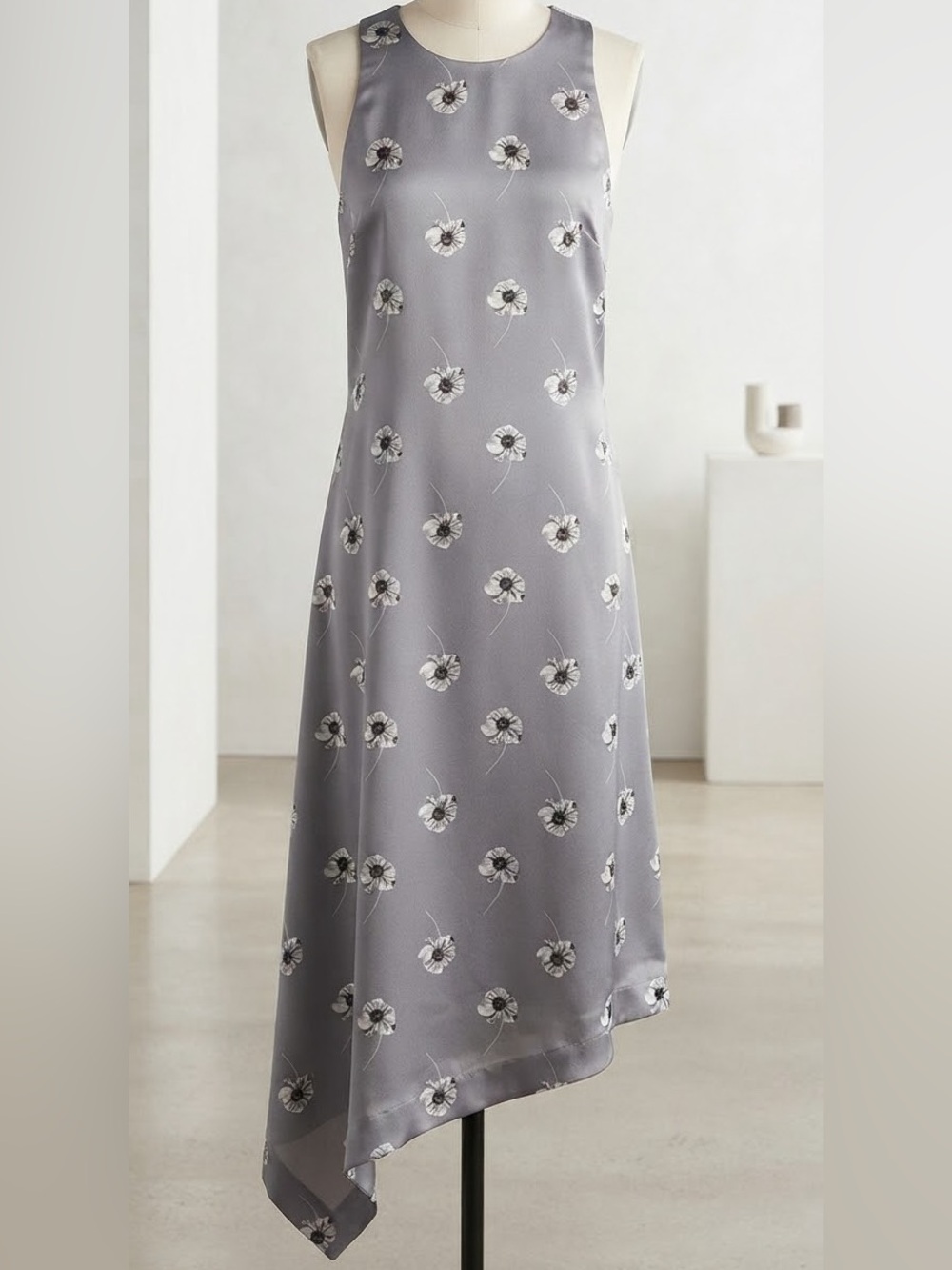 Banana Republic| Grey Floral Ombre Hem Asymmetrical Sleeveless Dress Sz 6